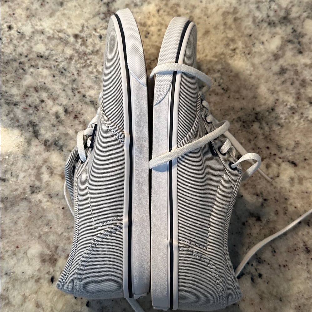 Navy and white stripped Vans - Picture 7 of 9